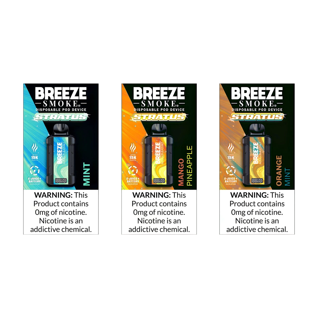 Breeze Stratus Zero Nicotine Vape 15000 Puffs